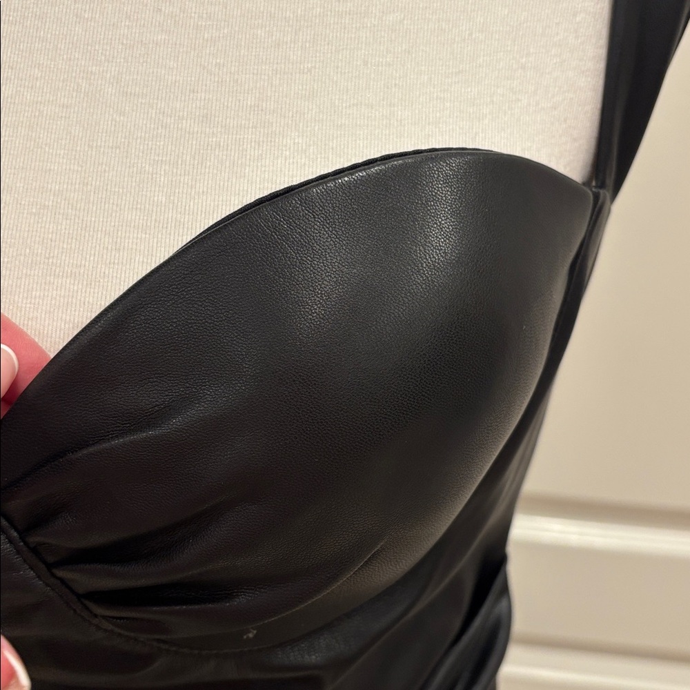 Elegant Leather Black Dress - Picture 3 of 8